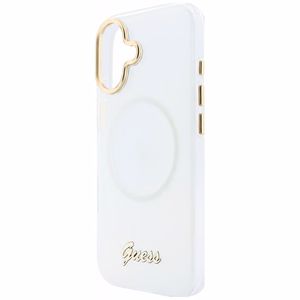 Guess IML Gradient Script Metal MagSafe Suojakuori iPhone 17:lle - Valkoinen