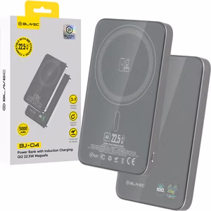 Blavec Varavirtalähde 5000mAh BJ-04 Ultra Slim 7,8mm - Type C - 22,5W magneettinen Magsafe 3 in 1 (PBBJ04-MC5G) harmaa lasi