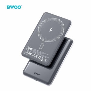 Musta BWOO P80 10 000 mAh varavirtalähde näytöllä ja USB-C-kaapelilla, PD 20 W