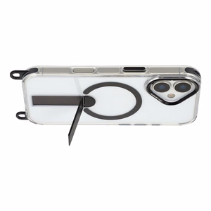 Hurtel suojakuori jalustalla, 30 cm käsihihnalla ja 120 cm olkahihnalla, MagSafe-yhteensopiva mallille iPhone 17 – musta