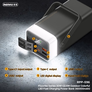 External battery Power Bank Remax RPP-596 22.5W 40000mAh grey