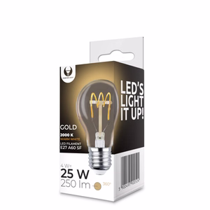 LED-polttimo Filamentti E27 A60 4W 230V 2000K 250lm SF kultainen Forever Light