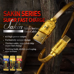 WEKOME WDC-161 Sakin Series USB-A–Micro-USB charging and data cable, 1 m, 6 A, gold