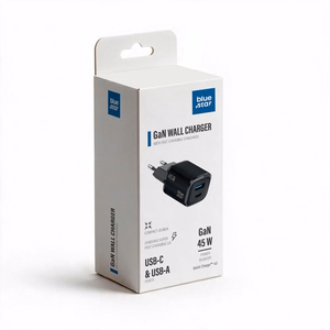 Blue Star Nano GaN VT-334 -puhelinlaturi, USB-C + USB-A, QC4.0, PD, 3 A, 45 W, musta
