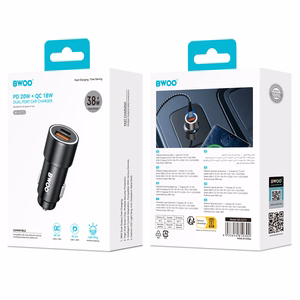 Car charger  Bwoo (CC73) (1xUSB; 1xUSB-C; 38W) black