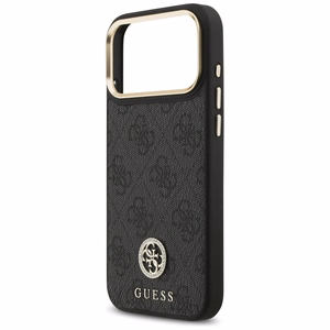 Guess 4G Strass Logo & Big Strap Metal Buttons MagSafe suojakuori iPhone 17 Pro Max - musta