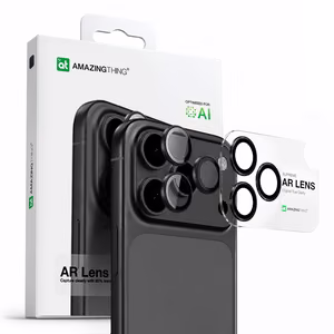 AmazingThing Linssilasi iPhone 17 Pro / Pro Max:lle harmaalla alumiinikehyksellä