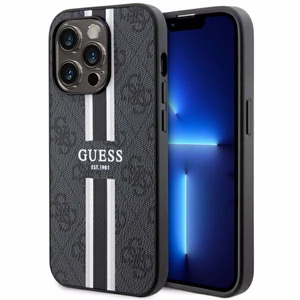 Guess GUHMP14LP4RPSK iPhone 14 Pro 6.1 musta/musta suojakuori 4G Printed Stripes MagSafe