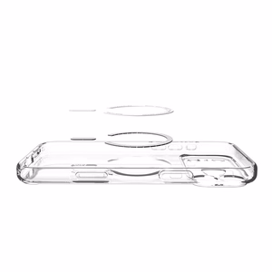 Spigen Ultra Hybrid Mag suojakuori laitteelle iPhone 17 Pro, MagSafe-yhteensopiva, läpinäkyvä ja tummansininen