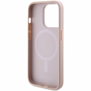 Guess Saffiano MagSafe Suojakuori iPhone 15 Pro:lle - vaaleanpunainen