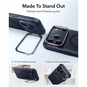 ESR Classic Hybrid MagSafe -suojakuori telineellä iPhone 18 Pro / 17 Pro -malleille, tummansininen
