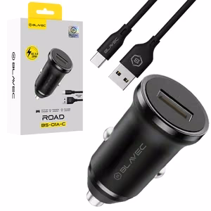 Blavec autolaturi BS-01A-C Road - USB - QC 3.0 18W ja USB - Type C -kaapeli (CCBS01ACR-UB) musta