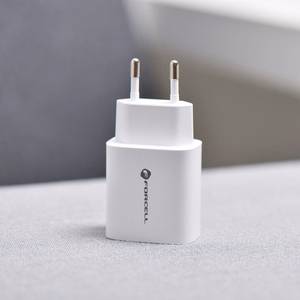 Puhelimen laturi Forcell F-Energy USB C + USB A QC4.0 PD 3A 30W TFK-TC-30WPD valkoinen