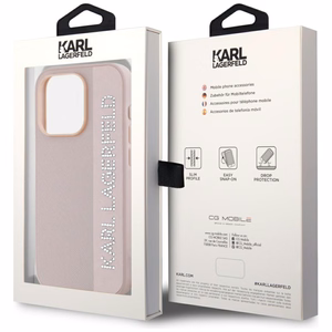 Karl Lagerfeld Saffiano Rhinestones & Charm Suojakuori iPhone 15 Pro Max:lle - vaaleanpunainen