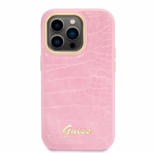 Guess Croco Collection Suojakuori iPhone 14 Pro:lle - vaaleanpunainen