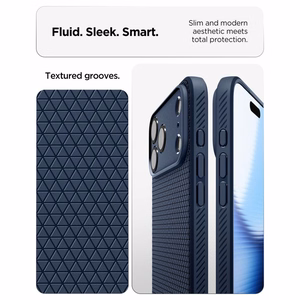 Spigen Liquid Air suojakuori mallille iPhone 18 Pro / 17 Pro – väri: tummansininen