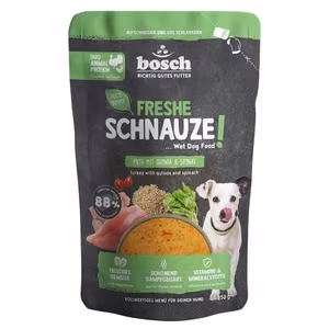 Bosch Frische Schnauze Turkey, Quinoa & Spinach – koirien märkäruoka, 250 g