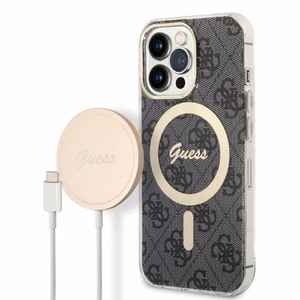 Set Guess GUBPP13LH4EACSK suojakuori + laturi iPhone 13 Pro musta/musta kova suojakuori 4G Print MagSafe