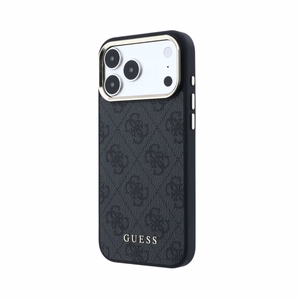 Case Guess PU Leather 4G Gold Frame MagSafe Apple iPhone 18 Pro Max black