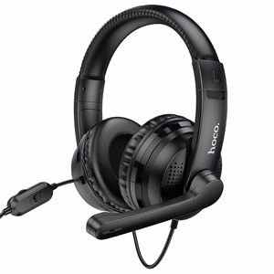 HOCO langalliset kuulokkeet Jack 3,5 mm mikrofonilla W103 musta