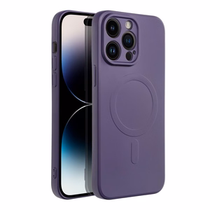 Case for iPhone 14 PRO MAX Silicone Mag Cover compatible with MagSafe (camera protection) dark purple