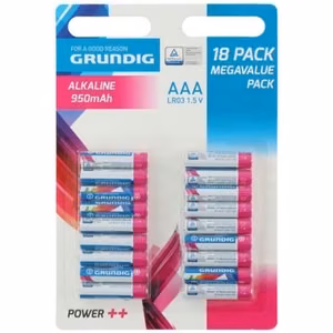 Grundig AAA / R03 1,5 V alkaliparistot, 18 kpl