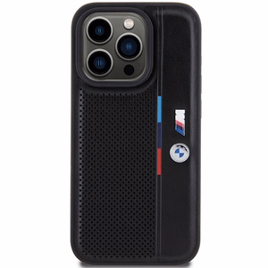 BMW Perforated Tricolor Line Suojakuori iPhone 15 Pro:lle - musta