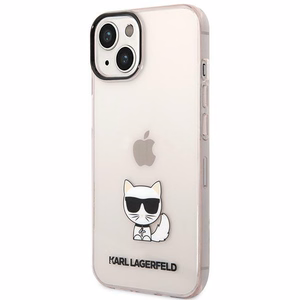 Karl Lagerfeld Läpinäkyvä Choupette Body Suojakuori iPhone 14 Plus / 15 Plus 6.7":lle - Vaaleanpunainen