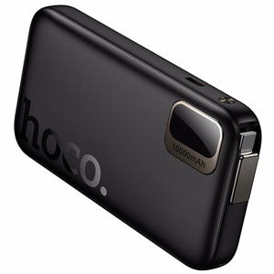 Hoco Q51 -varavirtalähde 10000 mAh QC PD 20W sisäänvedettävällä USB-C-kaapelilla, musta