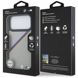BMW M Tricolor Metal Logo MagSafe Suojakuori iPhone 17 Pro Max:lle - Harmaa