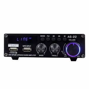 Blitzwolf AS-22 Äänenvahvistin 45W Bluetooth 5.0 USB + Kaukosäädin (musta)