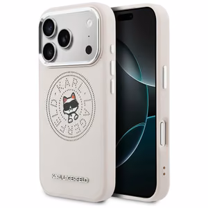 Karl Lagerfeld Point & Choupette Sketch MagSafe -suojakuori iPhone 17 Pro:lle vaaleanpunainen