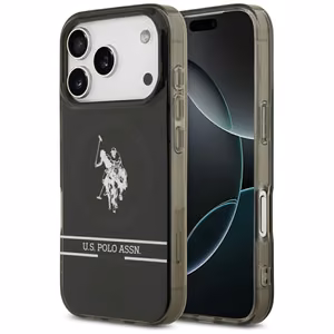 US Polo DH and Bottom Stripe Logo MagSafe Suojakuori iPhone 17 Pro:lle - Musta