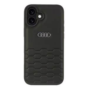 Audi Synteettinen Nahka iPhone 16 Plus 6.7" Musta/Musta Kova Suojakuori AU-TPUPCIP16M-GT/D2-BK