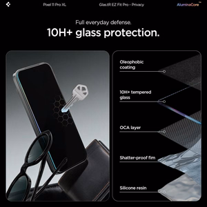 Spigen Glas.tR EZ Fit Pro HD Privacy 2 kpl yksityisyyttä suojaavia suojalaseja mallille Google Pixel Pro 9 Pro XL / 10 Pro XL / 11 Pro XL