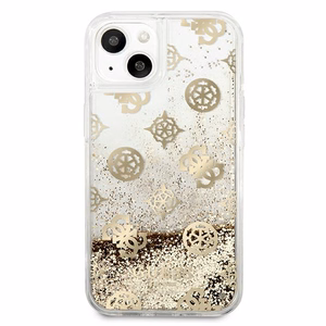 Guess GUHCP13SLGPEGO iPhone 13 mini 5.4" kultainen/kultainen kovakotelo Peony Liquid Glitter, Pioni Nestemäinen Glitter