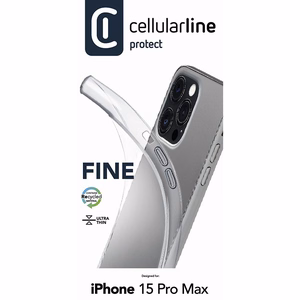 Cellularline Fine suojakuori iPhone 15 Pro Max -laitteelle, läpinäkyvä