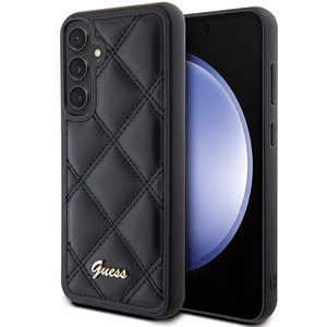 Guess Quilted Metal Logo kovakuori Samsung Galaxy S23 FE:lle - musta/musta