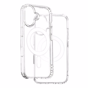 Anti Shock 1,5 mm Mag Suojakuori iPhone 16 6,1 tuumalle läpinäkyvä iso aukko + painike
