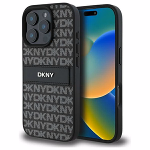 DKNY Texture Pattern Tonal Stripe iPhone 16 Pro:lle Suojakuori - Musta