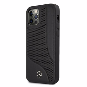 Mercedes Nahka rei'itetty alue Kotelo iPhone 12 Pro Max - musta