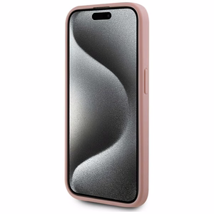 Karl Lagerfeld Wrinkled Metal Signature Suojakuori iPhone 15 Pro:lle - vaaleanpunainen
