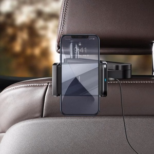 Baseus WXHZ-01 BackSeat Holder Qi 15W langattomalla latauksella varustettu auton niskatuen puhelinteline - musta
