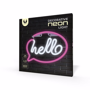 Neon LED valo HELLO vaaleanpunainen valkoinen Paristo + USB FLNE15 Forever Light