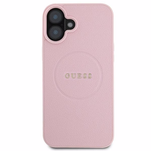 Guess Grained Gold Ring MagSafe Suojakuori iPhone 16 Plus:lle - Vaaleanpunainen