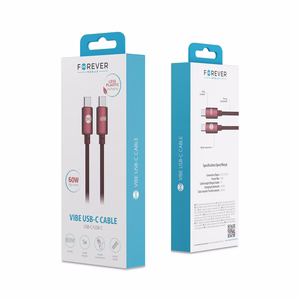 Forever Vibe kaapeli USB-C - USB-C 1,0 m 60W viininpunainen