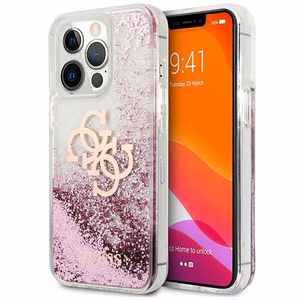 Guess GUHCP13XLG4GPI iPhone 13 Pro Max 6.7" vaaleanpunainen/vaaleanpunainen kovakotelo 4G Big Liquid Glitter