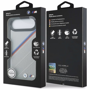 BMW M Tricolor Metal Logo MagSafe Suojakuori iPhone 17 Air:lle - Harmaa