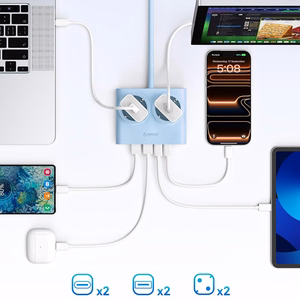 Orico PDC25 25W 6in1 jatkojohto 2x AC + 2x USB-A + 2x USB-C - sininen