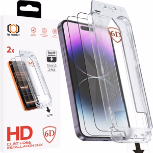 Tel Protect Dust-Free Easy Fit Full Glue 6D karkaistu lasi Iphone 14 Pro musta - 2 kpl